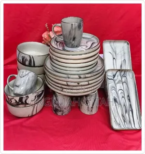 26pcs Marble Brown Dinner Set