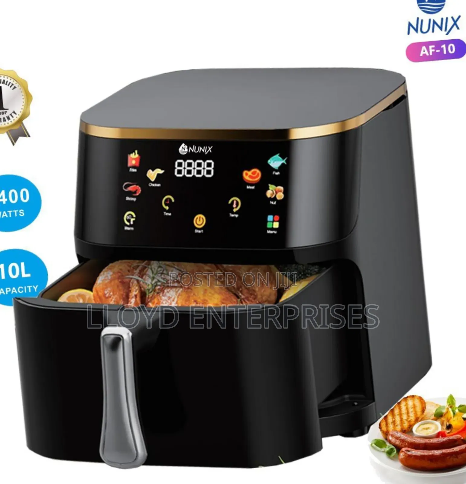 Nunix 10 Litres Black Air Fryer