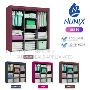 3-Column Portable Metallic Wardrobe