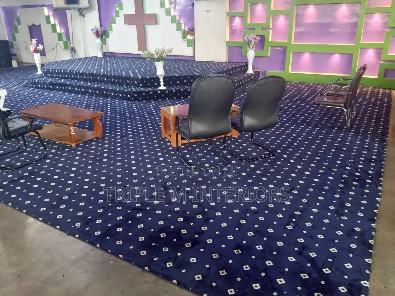 Midnight Blue Speckled Carpet for Executive Interiors