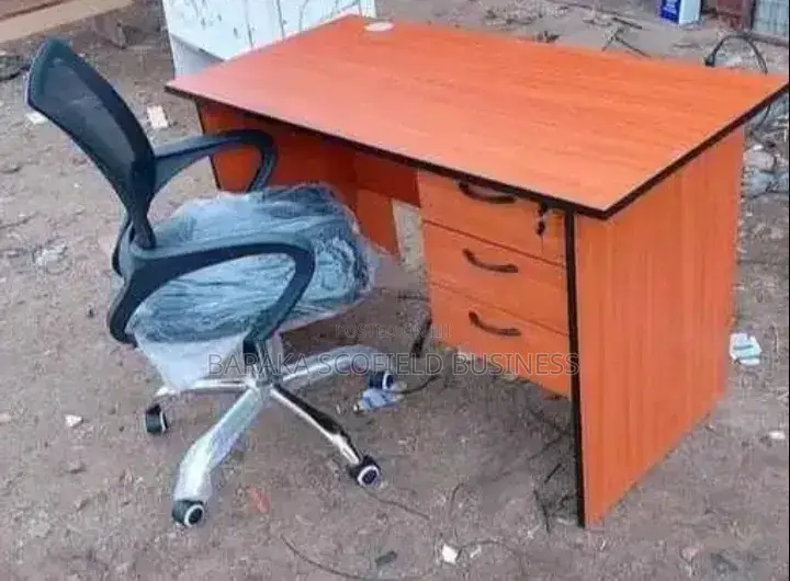 Generic 1.2m Office Desk With Ergonomic Mesh Office Chair