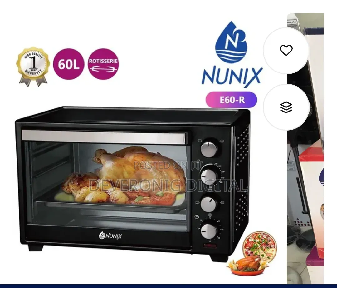 *Nunix 60 Litres Electric Rotisserie Oven With Double Hot Plate,