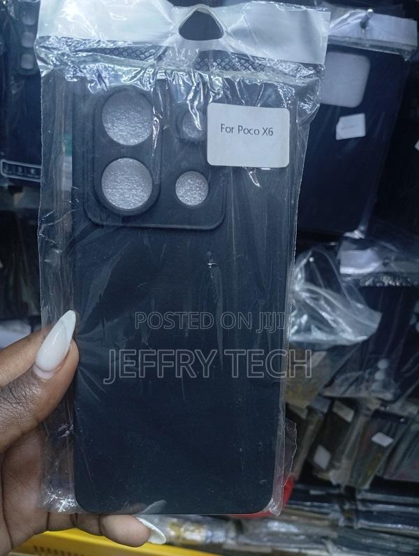 Black Silicone Phone Case Specifically for the Xiaomi Poco X6 5g. - main view