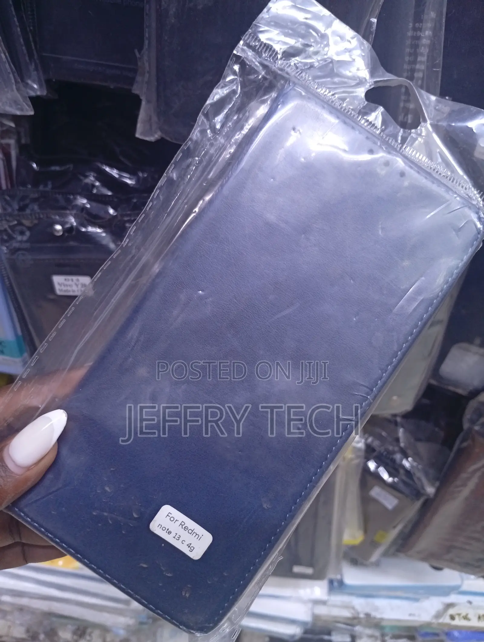 Blue Leather Flip Wallet Case Designed for the Redmi Note 13c 4g,.