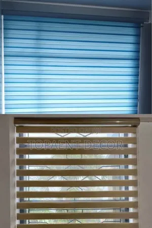 Beige and Light Blue Horizonta Office Window Blinds
