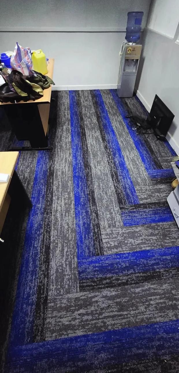 Gorgeous Blue Grey and Black Carpet Planks - main view