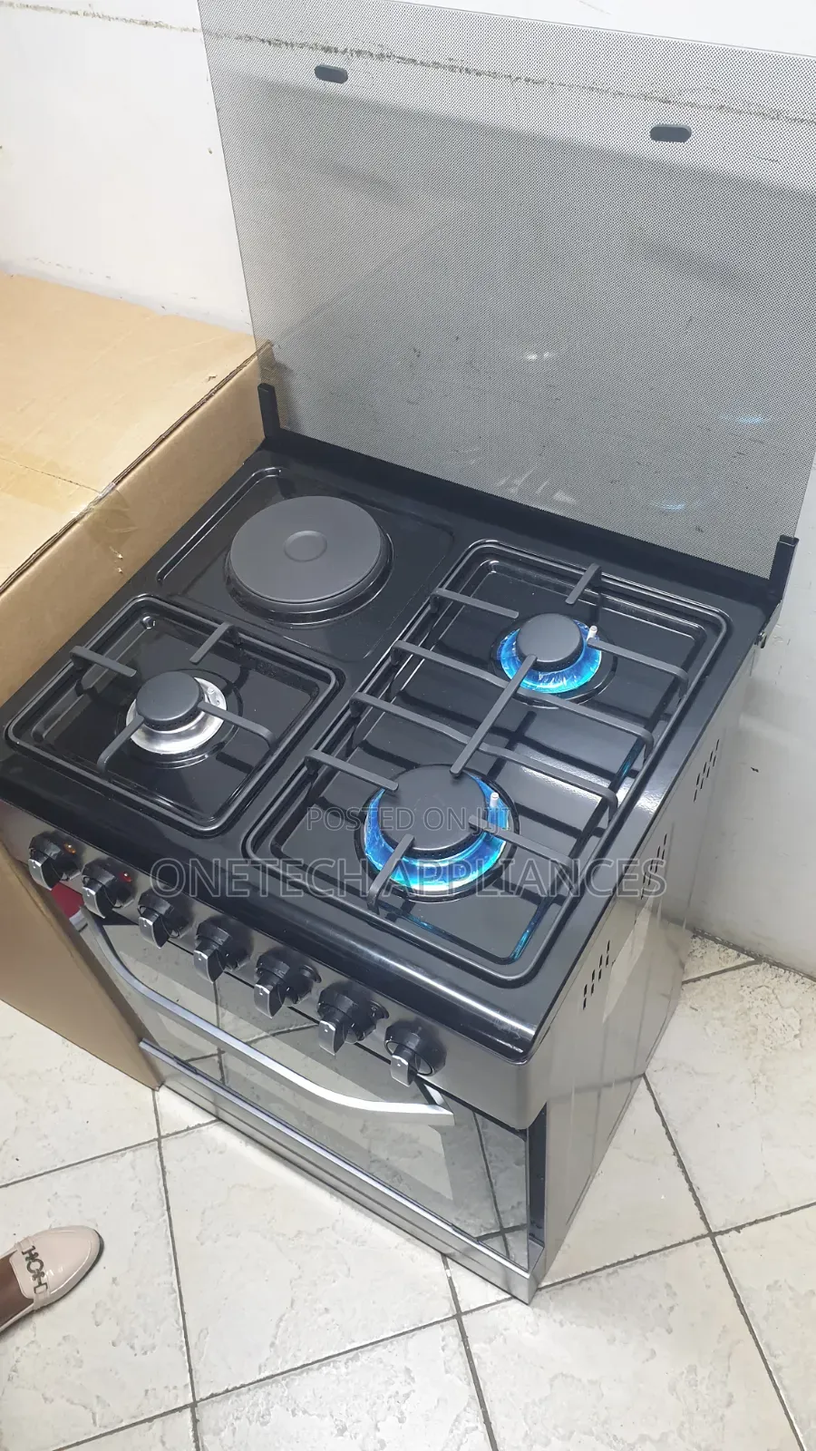 Nunix 60 * 60 Cooker- 3gas Burners, 1 Electrichotplate + Electric Oven