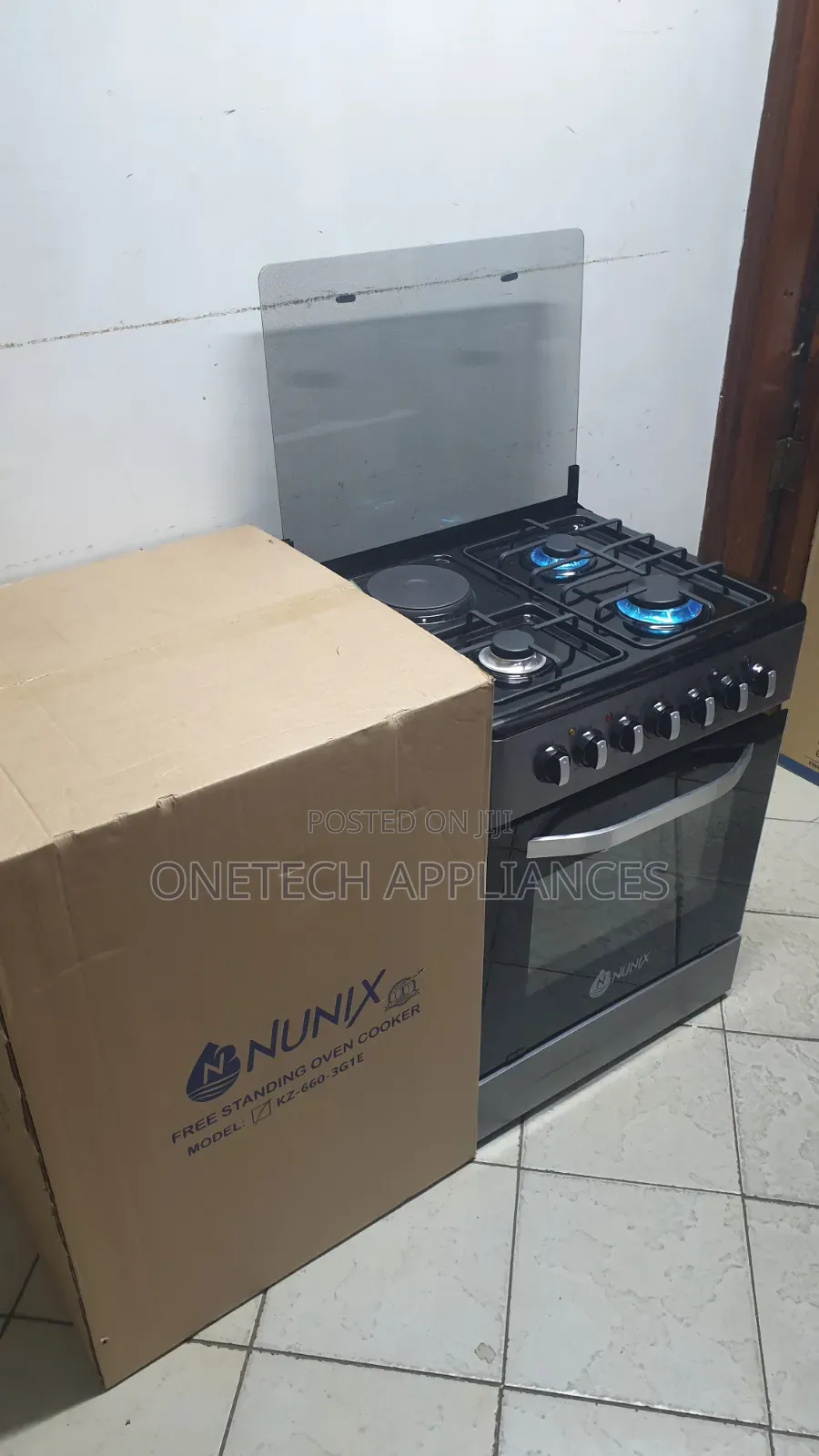 Nunix 60by60 Standing Cooker With 3gas Burner+ 1 Electric Hotplate