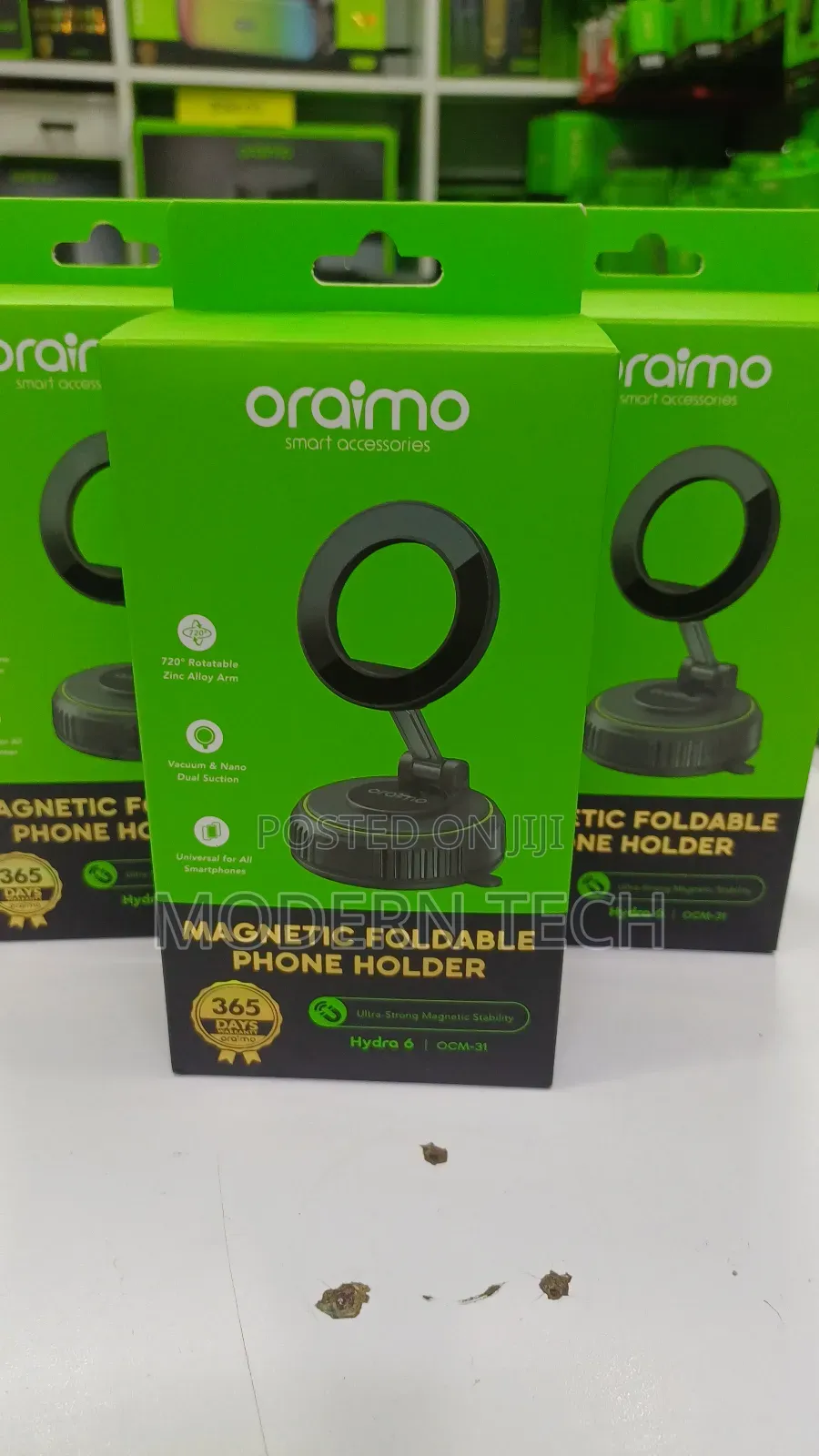 Oraimo Hydra 6 Magnetic Foldable Car Mount – Dashboard Phone Holder