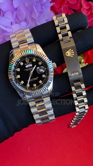 Non Fade Stainless Steel Rolex X Braclet Watch Combo