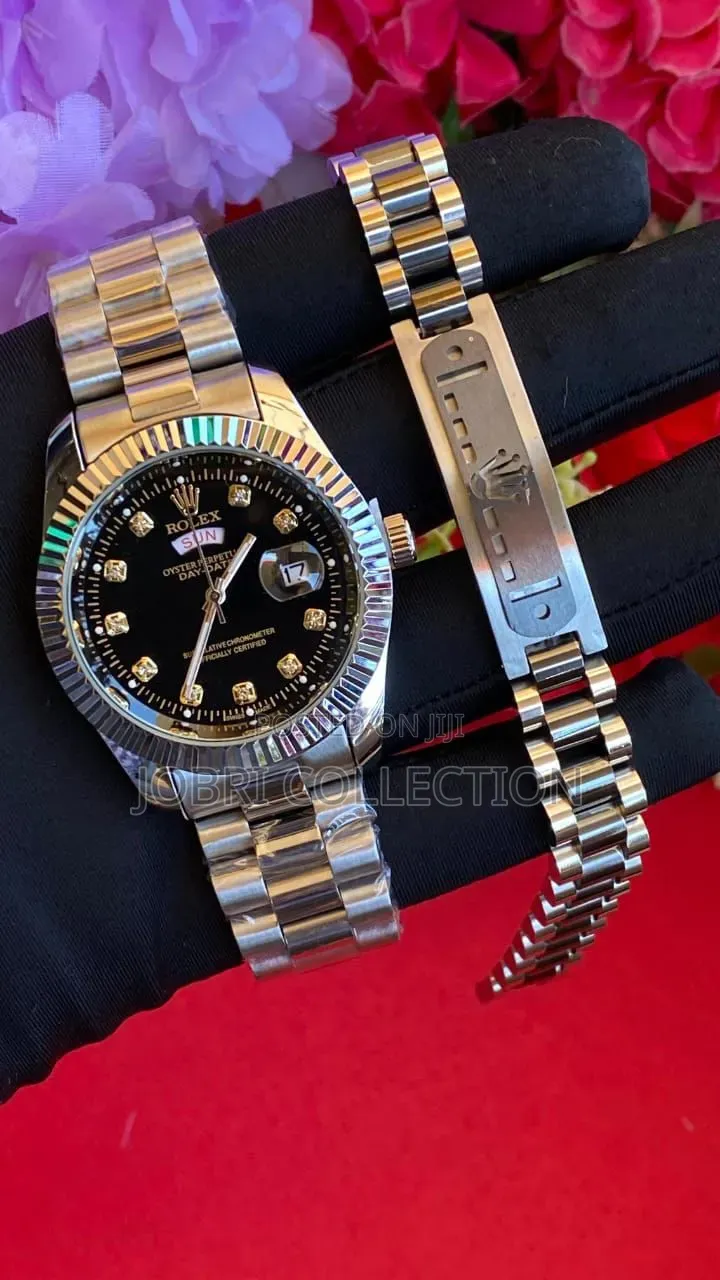 Non Fade Stainless Steel Rolex X Braclet Watch Combo