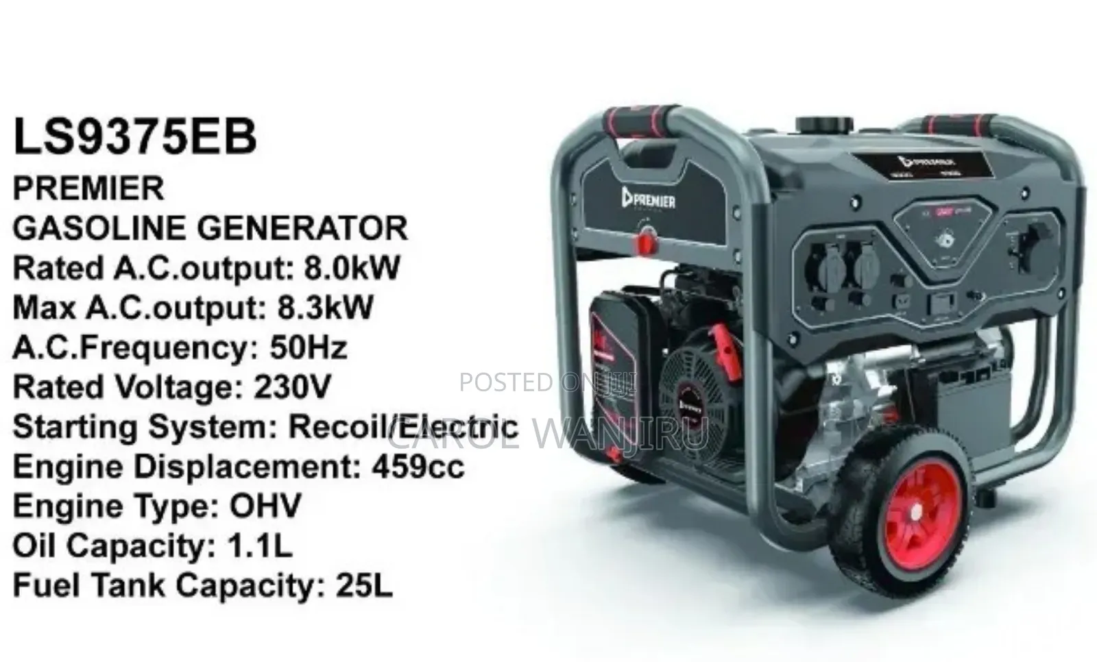 8.3kw Premier Gasoline Generator 459cc/Premier Gasoline Generator