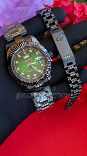 Stainless Steel Rolex Watch and Braclet Set