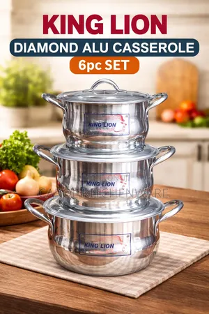 6 PCS Aluminium Casserole King Lion Diamond Aluminium Casserole