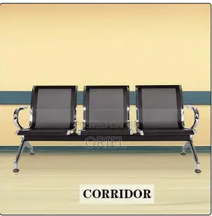 Office Bench : Office 3-Link Black Non-Padded Metallic Bench