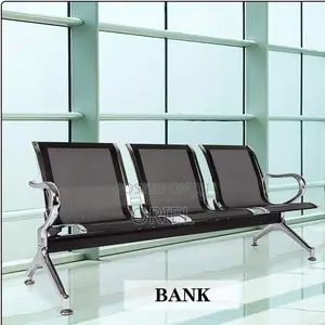 Office Bench : Office 3-Link Black Non-Padded Metallic Bench