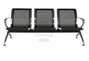 Office Bench : Office 3-Link Black Non-Padded Metallic Bench