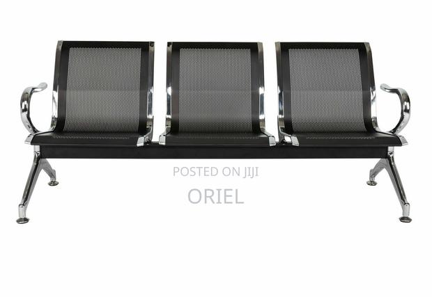 Office Bench : Office 3-Link Black Non-Padded Metallic Bench - thumbnail 5