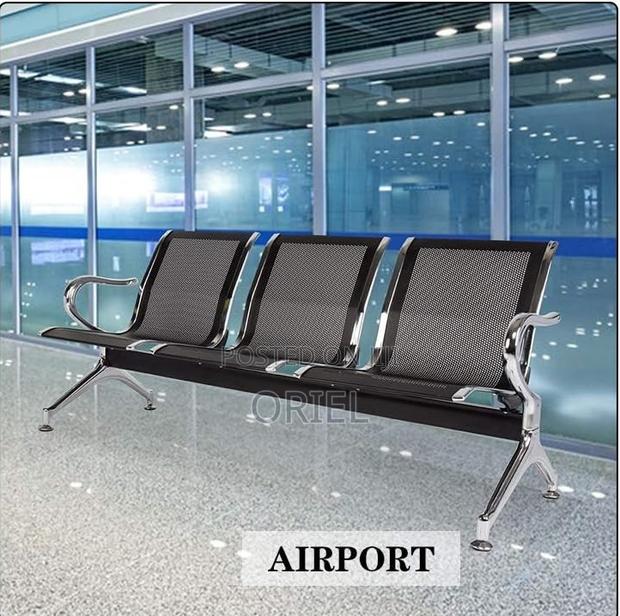 Office Bench : Office 3-Link Black Non-Padded Metallic Bench - thumbnail 8