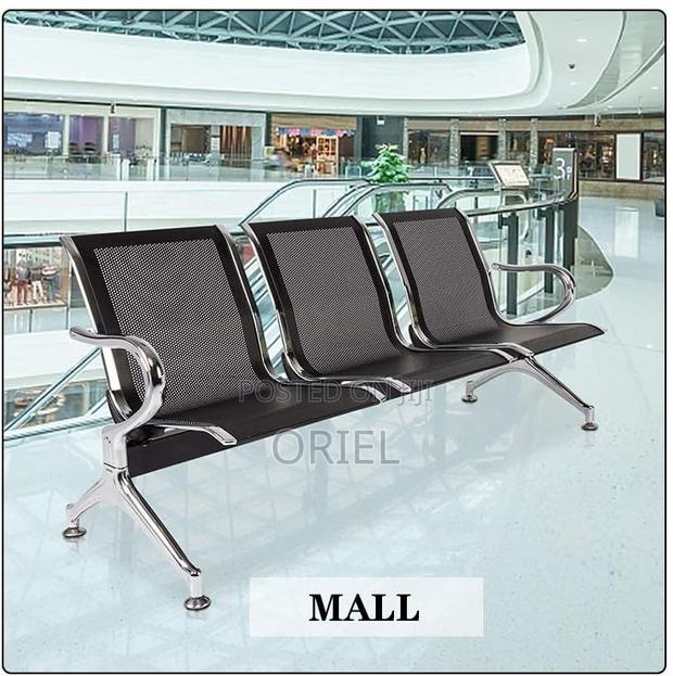 Office Bench : Office 3-Link Black Non-Padded Metallic Bench - thumbnail 7