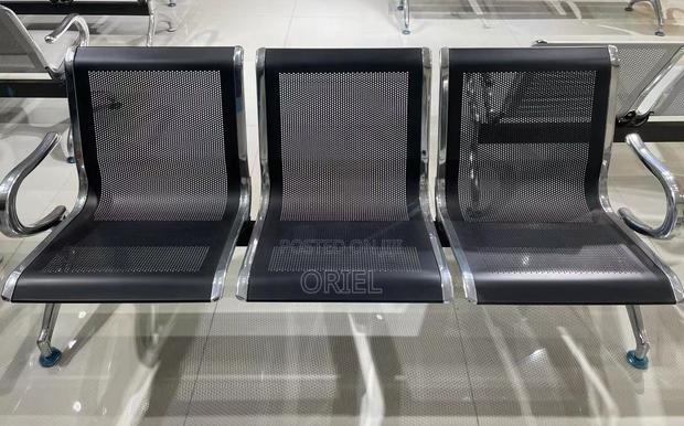 Office Bench : Office 3-Link Black Non-Padded Metallic Bench - thumbnail 11