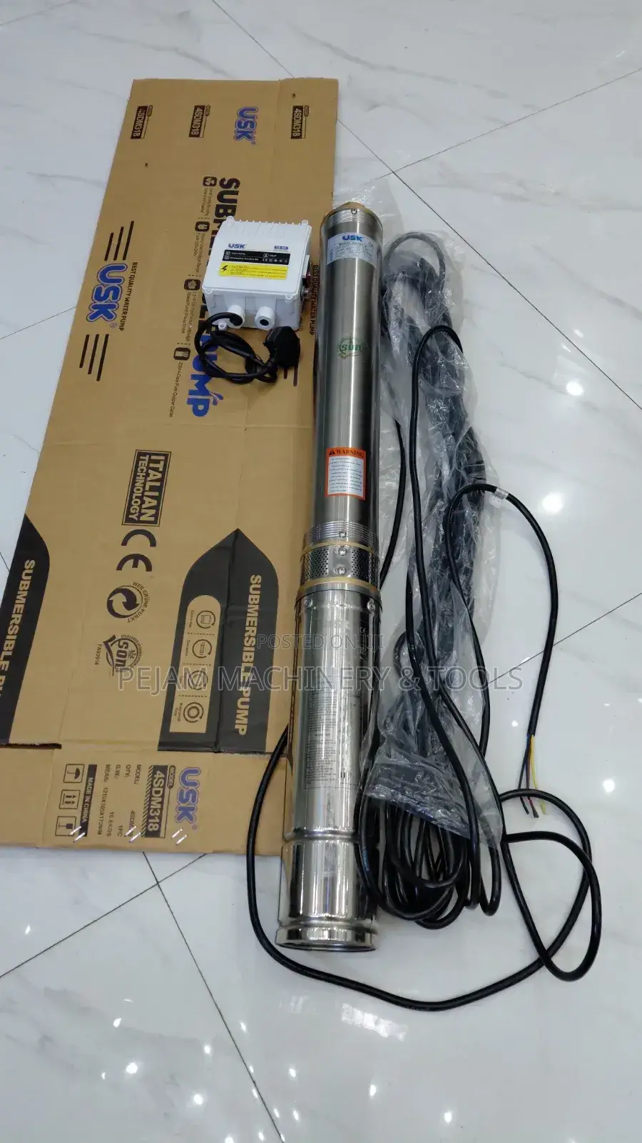 Usk Submersible Pump 1.5hp 4sdm 119metre Head Copper With Control Box