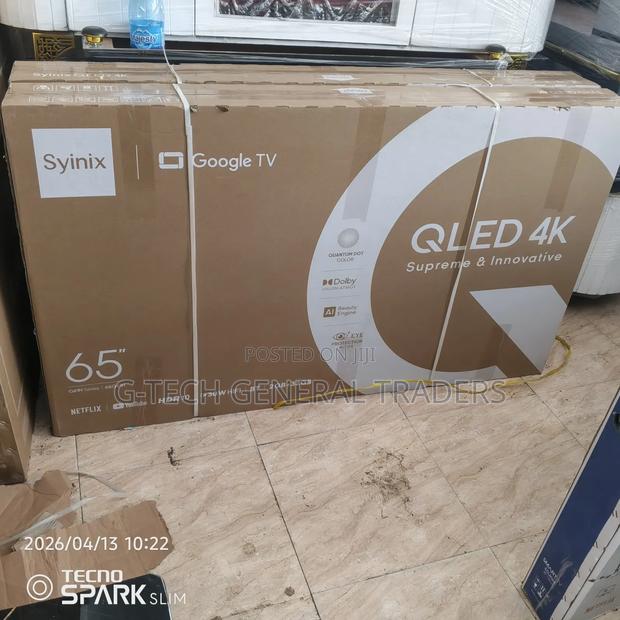 Syinix 65inch Qled Google Smart Tv, Netflix, Youtube Frameless Tv