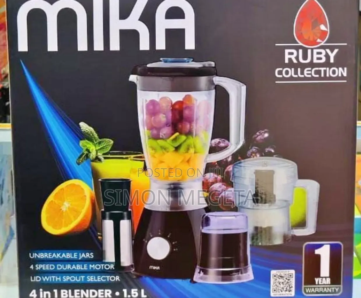 Mika 4-in-1 Blender 1.5l – Powerful, Multi-Function Kitchen Blender