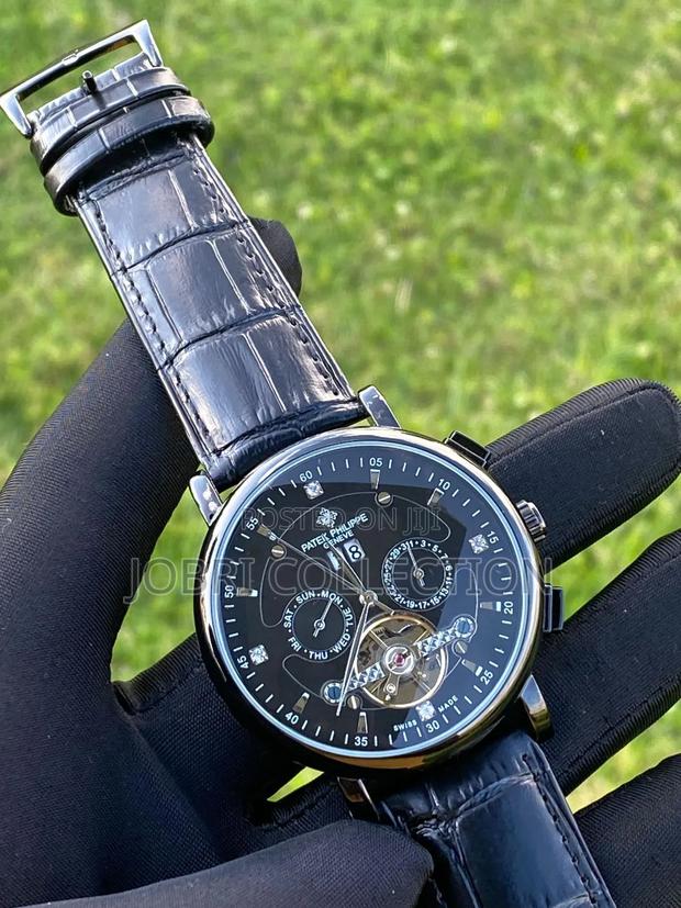 Black Leather Strap Automatic Patek Philippe Gents Watch - thumbnail 2