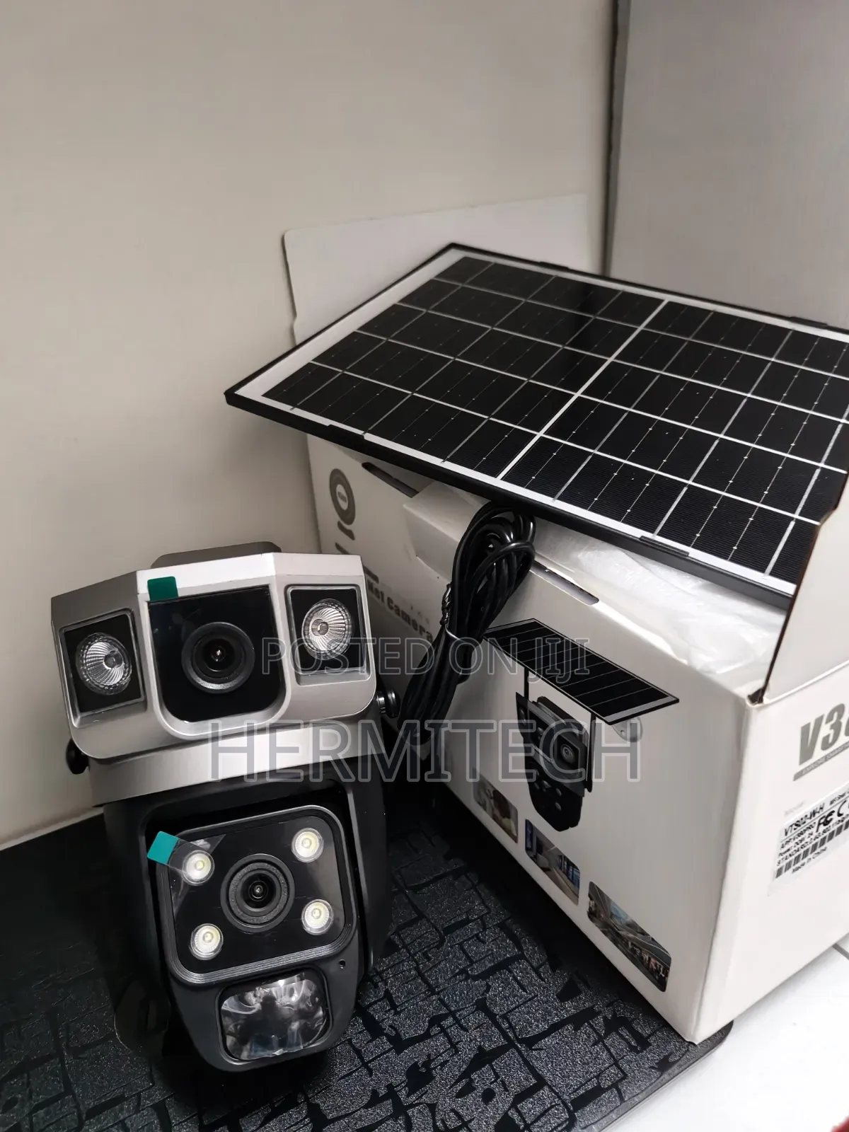 Hd Wifi Home Security Camera Dual Lens CCTV Solar Powered