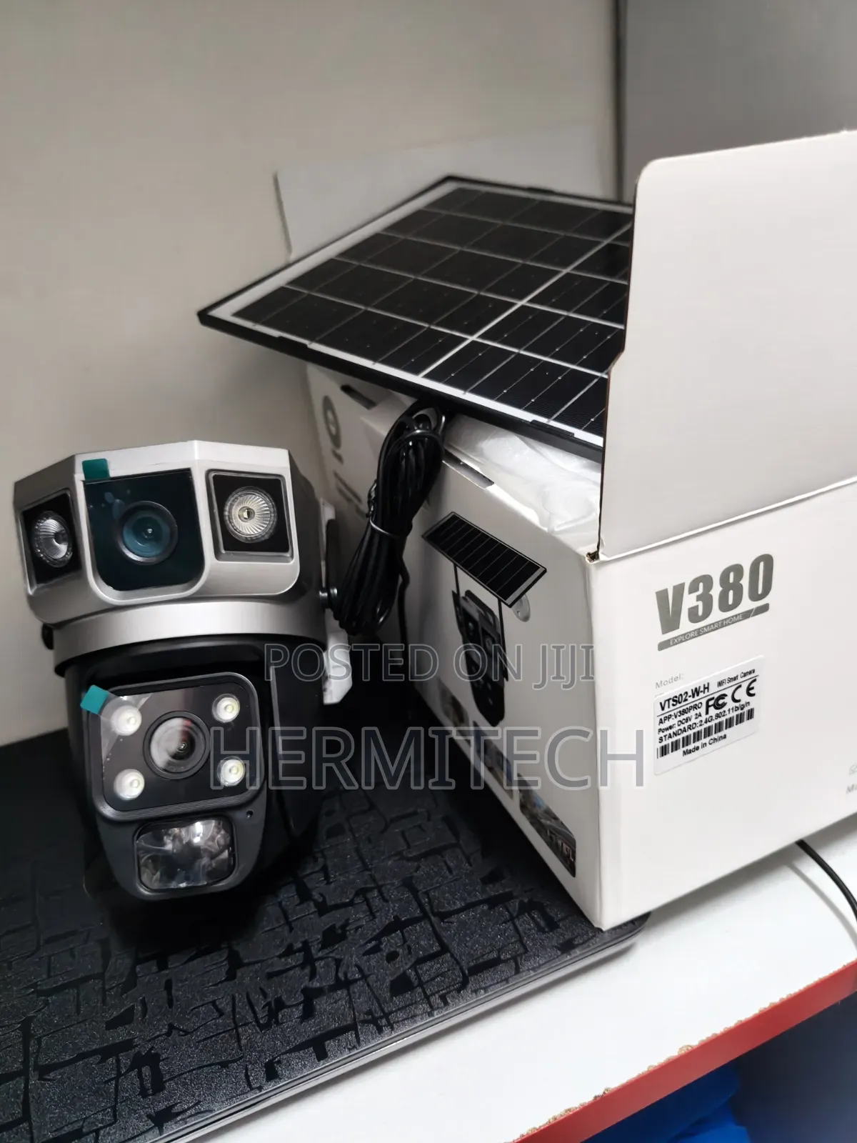 Hd Wifi Home Security Camera Dual Lens CCTV Solar Powered