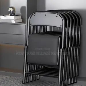 Office Chair : Black Padded Folding Office Chair