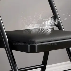 Office Chair : Black Padded Folding Office Chair