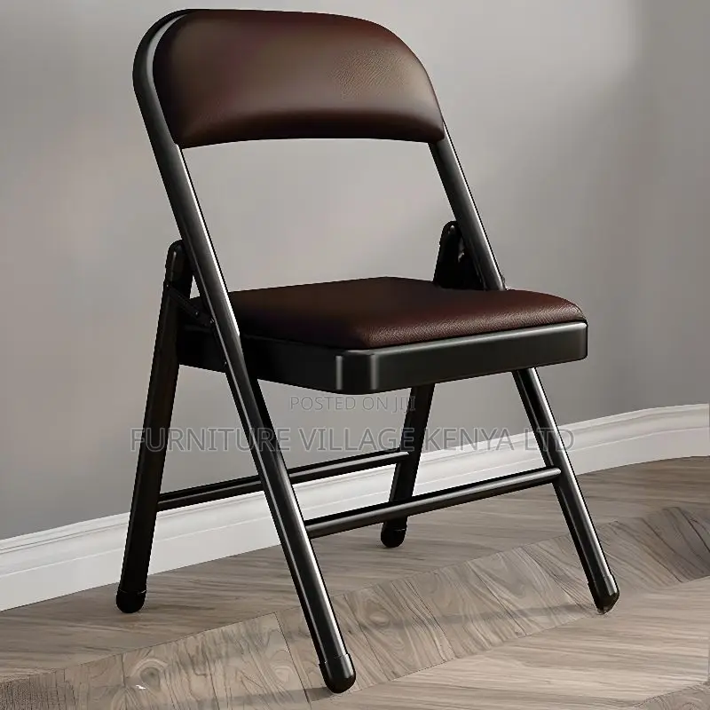 Office Chair : Black Padded Folding Office Chair