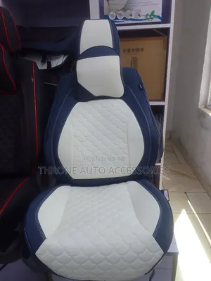 White and Blue Seat Covers for 5 Seater Vehicles