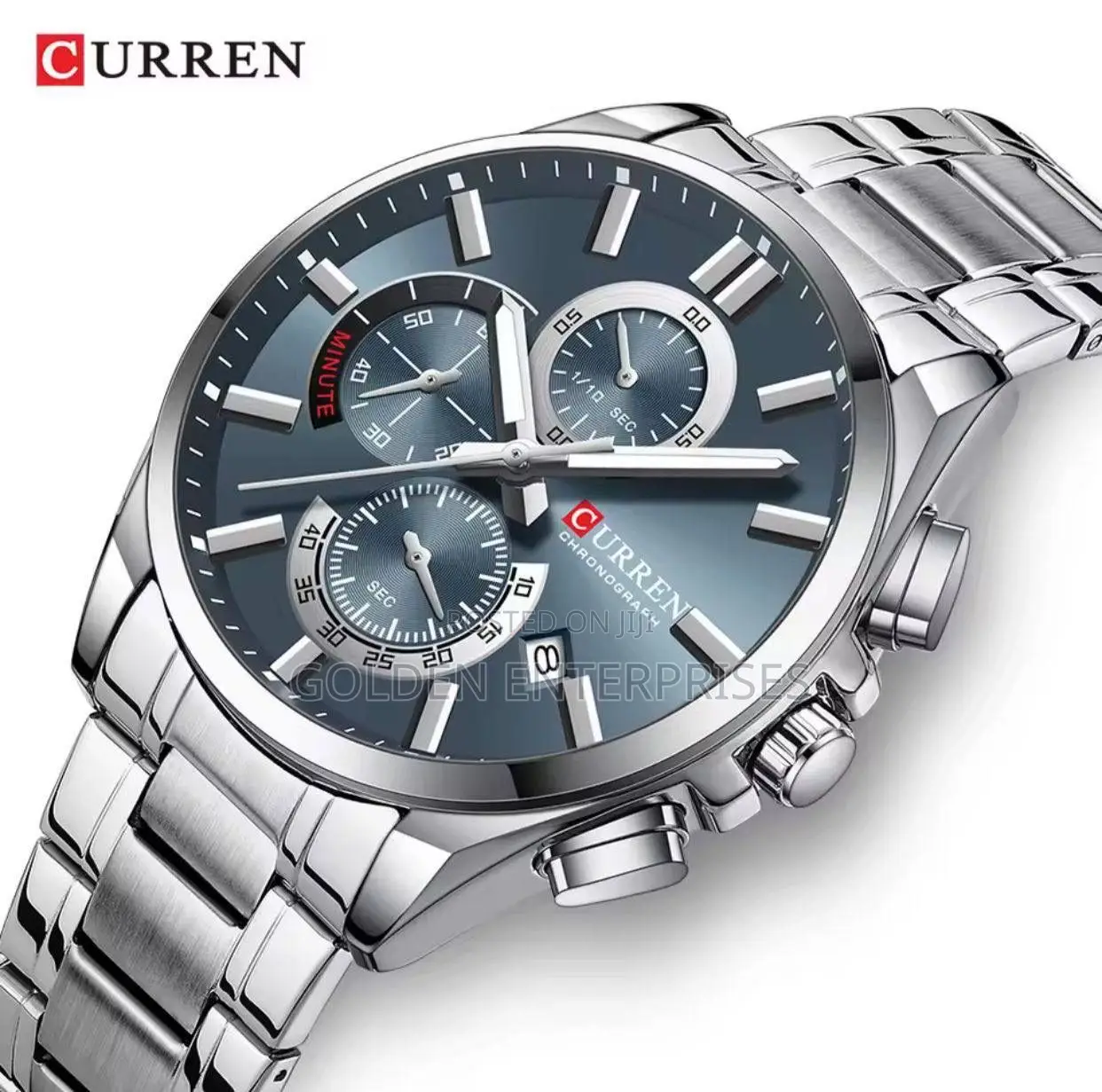 Silver Blue Curren Classic Gents Watch #9004