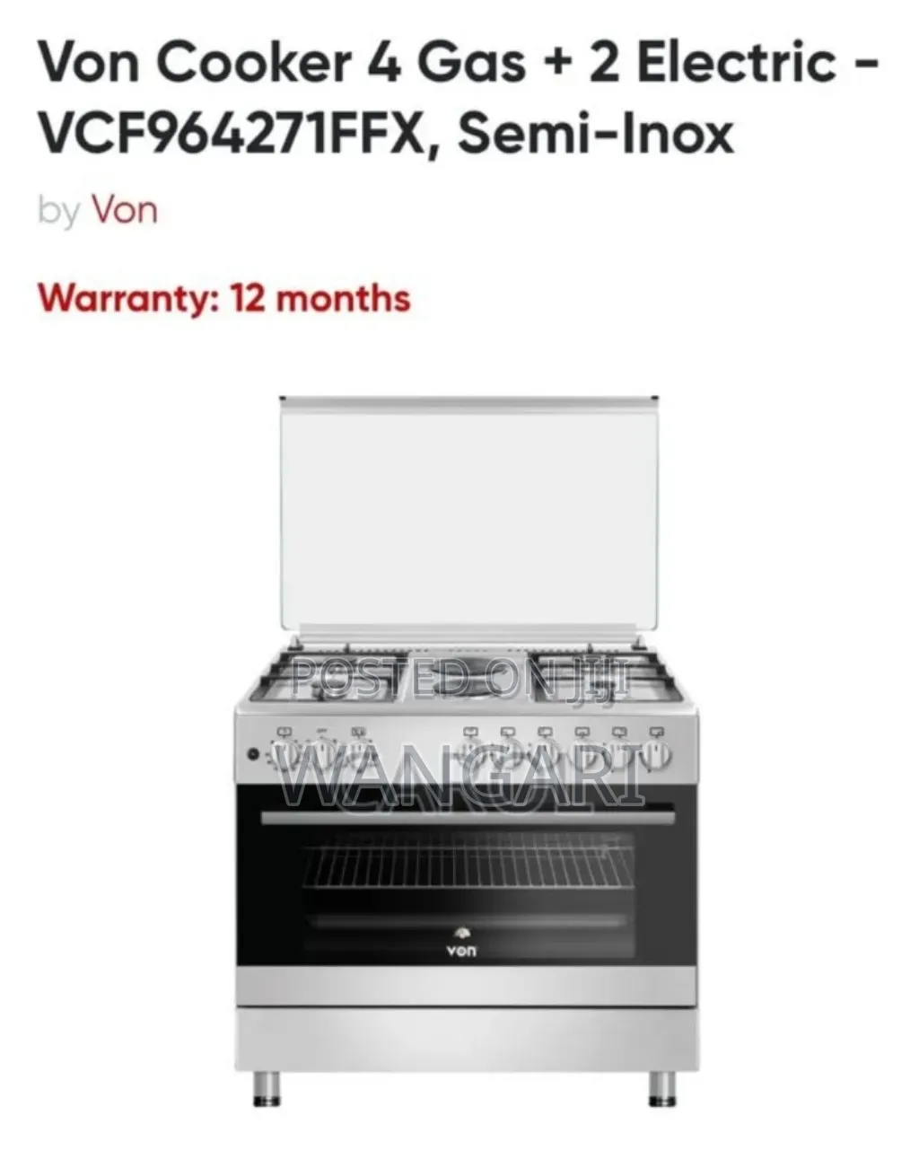 12months Warranty Von 60*90 4+2 Cooker