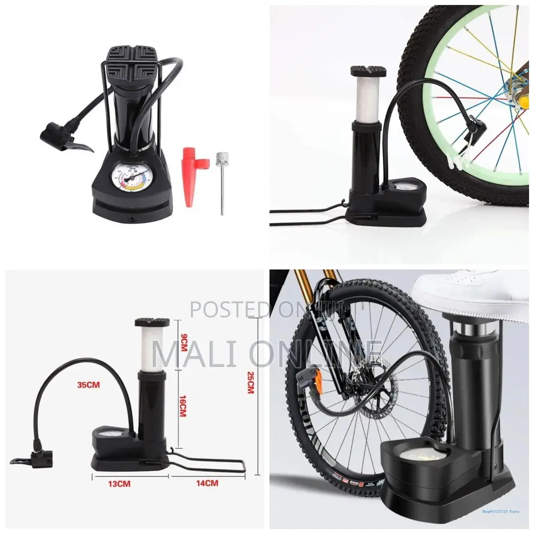 Mini Foot Pump Air Inflator Pressure Gauge Portable Manual Air Pump