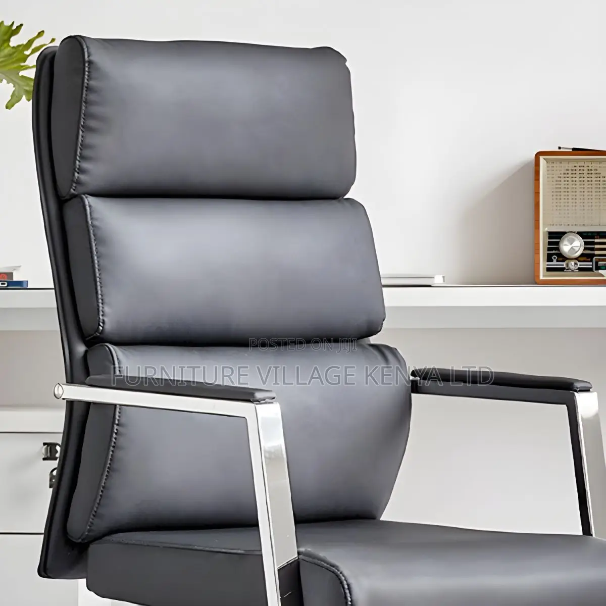 Office Chair; Modern Office Task Chair With Leather Back