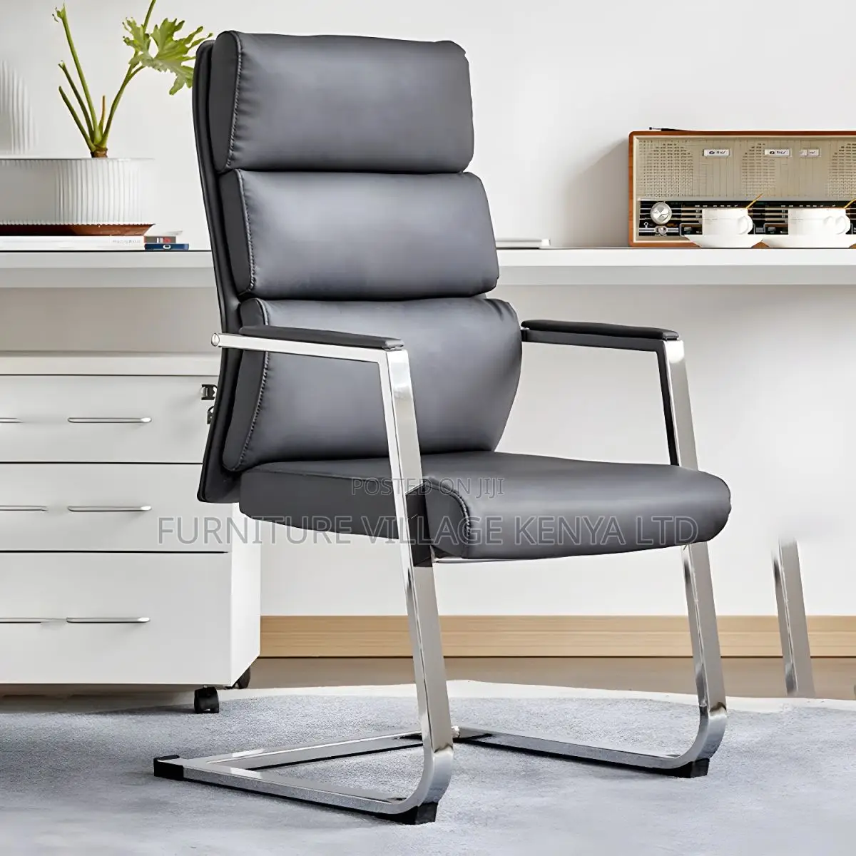 Office Chair; Modern Office Task Chair With Leather Back