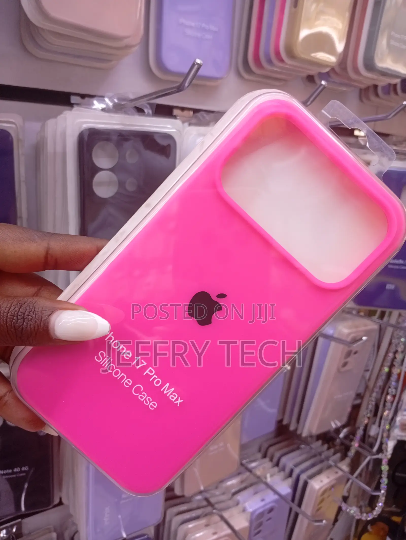 Generic Apple Silicone Case for the iPhone 17 Pro Max in Hot Pink.