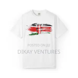 White T-Shirt Printed With Kenyan Flag