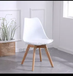 White Padded Chairs Wooden Stands