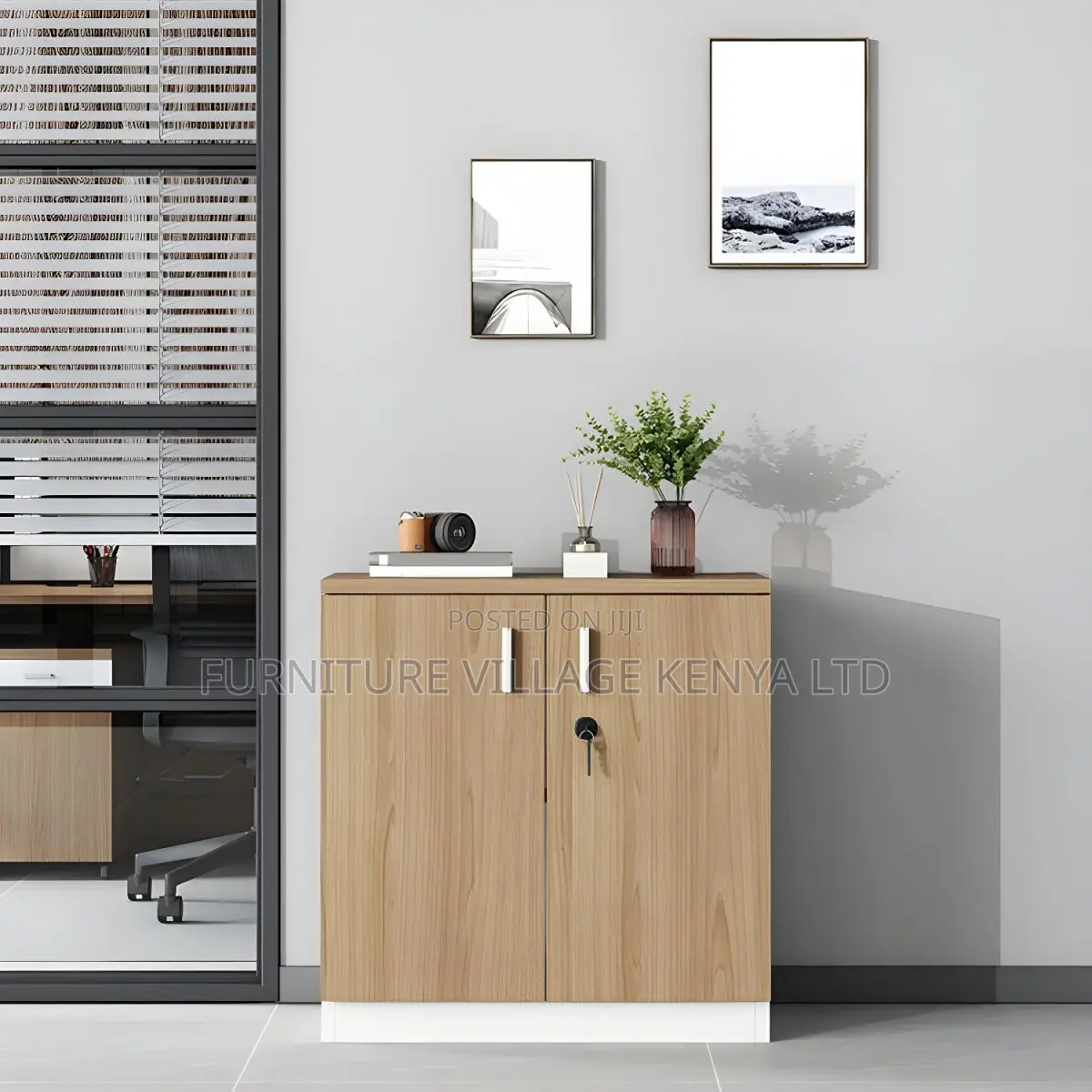 Office Cabinet;2-Door Swing Officecupboard With Shelves