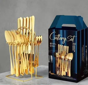 24pcs Gold Cutlery Set