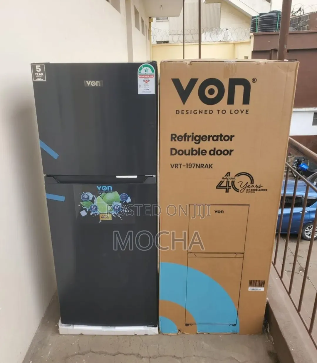 Von Double Door Fridge, Top Mount Freezer No Frost- 197l