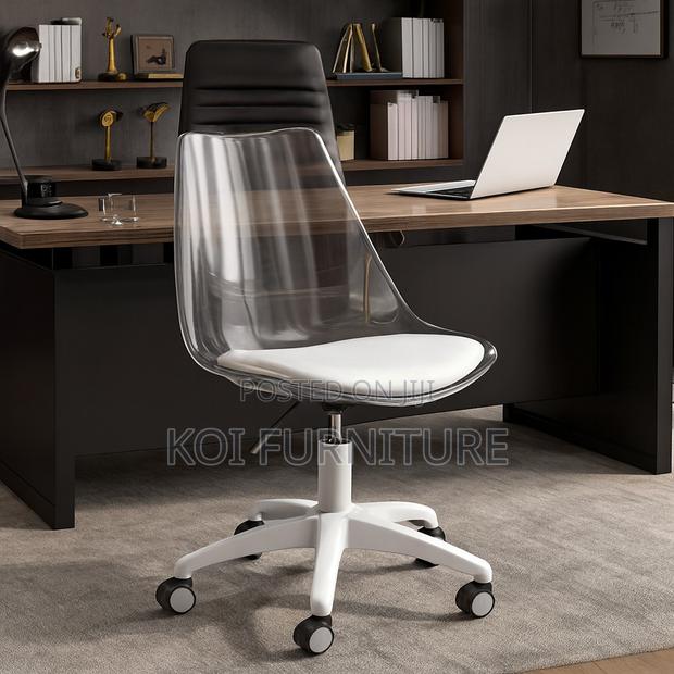 Dining Chairs; Clear Acrtlic Bacrest Eames Padded Chair - thumbnail 6