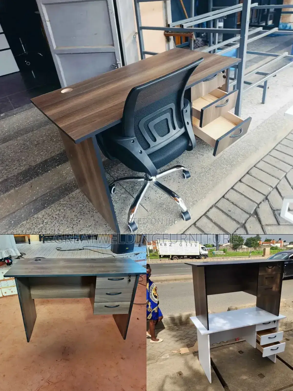 Office Desk American Nut + Office Chair