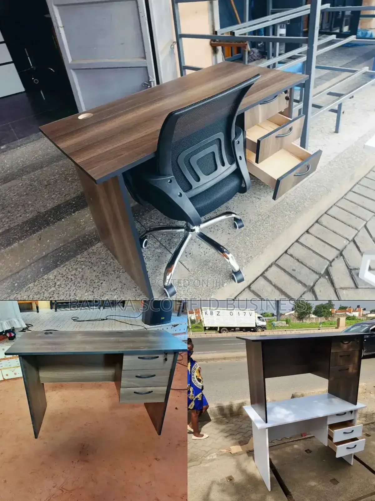 Office Desk American Nut + Office Chair