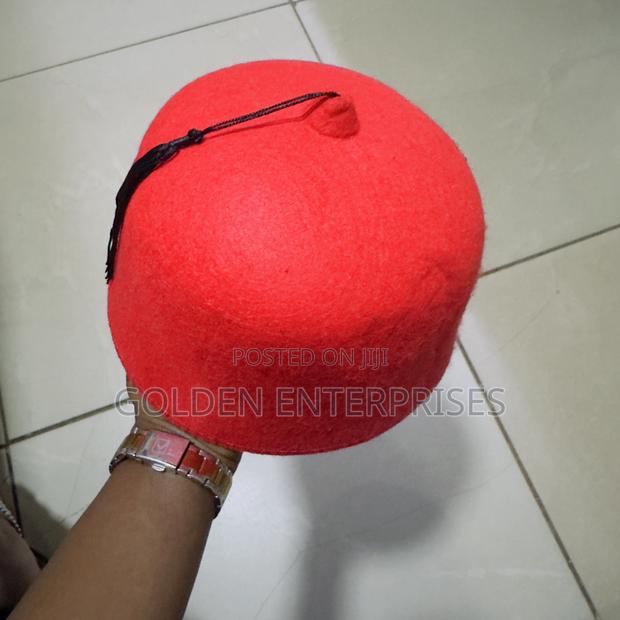 Red Oga/Swahili/Traditional Hat With String - thumbnail 2